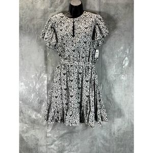 INC International Concepts Women's Franki Floral Black/White A Line Dress SZ M